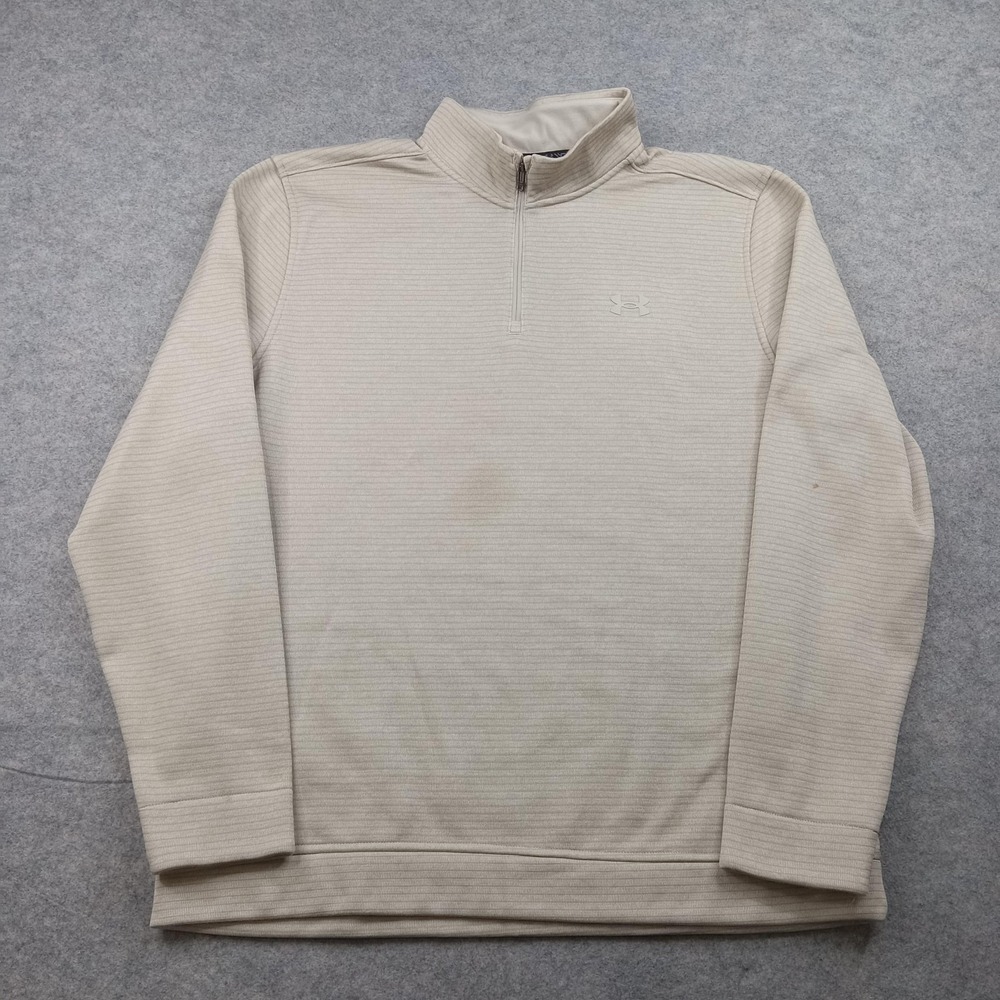 Under Armour Pullover Mens XL Beige Storm Quarter Zip Golf Top 1373674